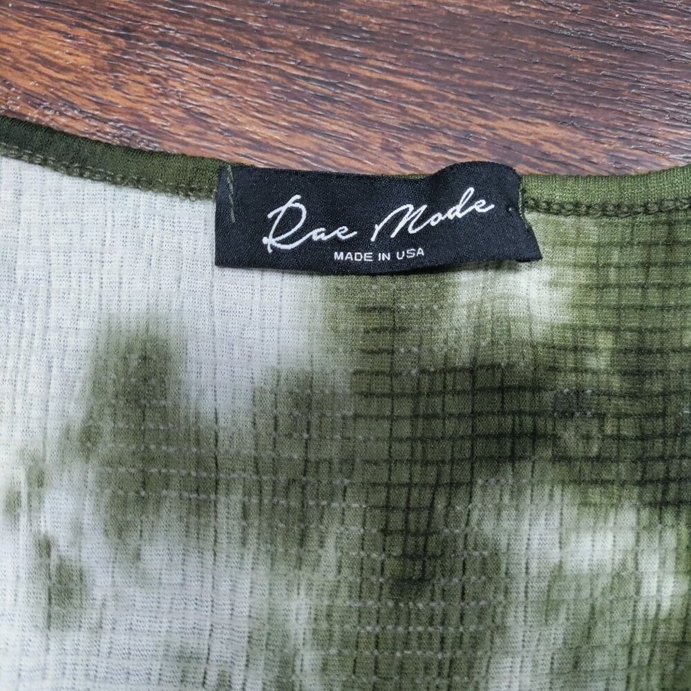 Dar Mode Boho Geometric Tie Dye Short Sleeve High Low Tunic Blouse Green 3XL - Picture 9 of 12
